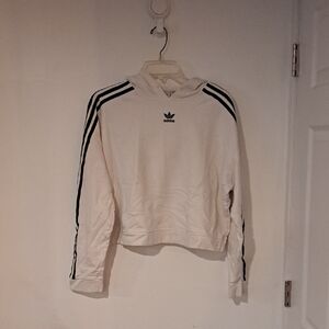 Adidas Cream Hoodie with Black Accents Size L